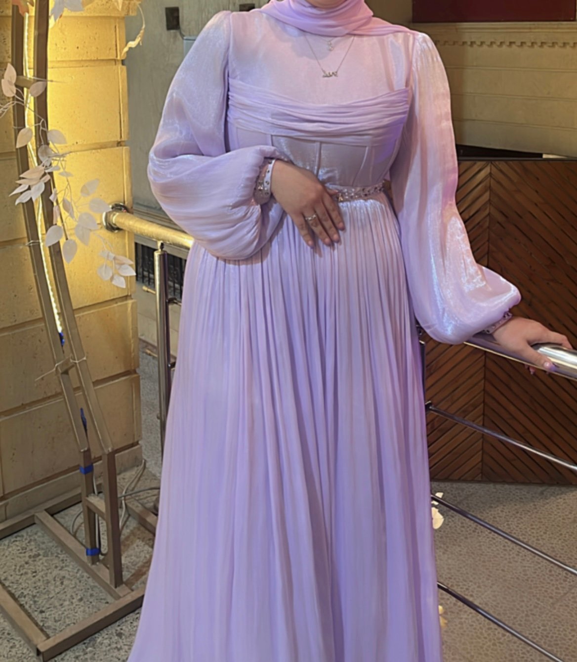 فستان لافندر فاتح شيفون كرينكل تحفه فى اللبس