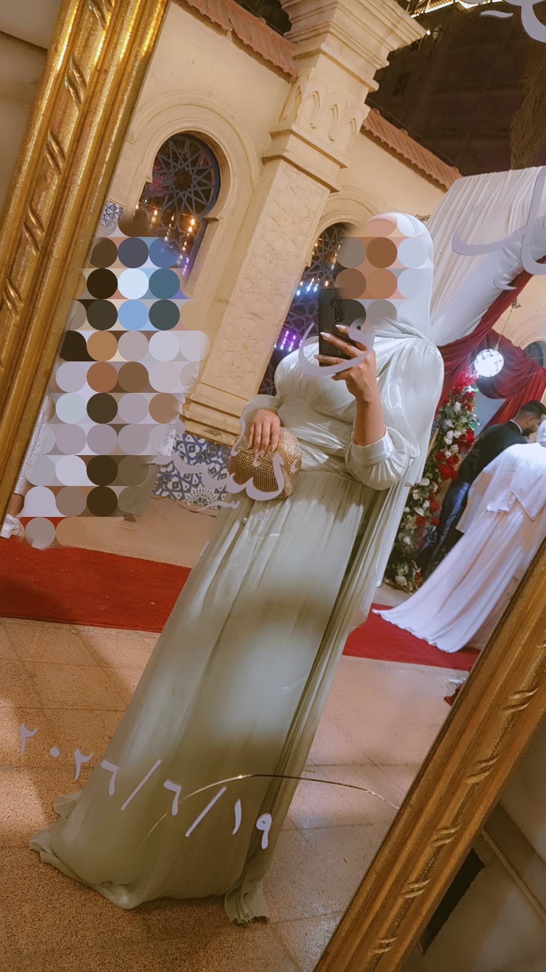 سواريه مينت جرين فاتح راقي – شيفون كريستال – ارتدى مرة واحدة فقط - مقاس 55 ل 60 ك - 2