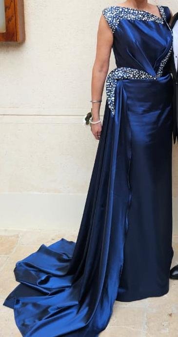 Blue satin dress - 2