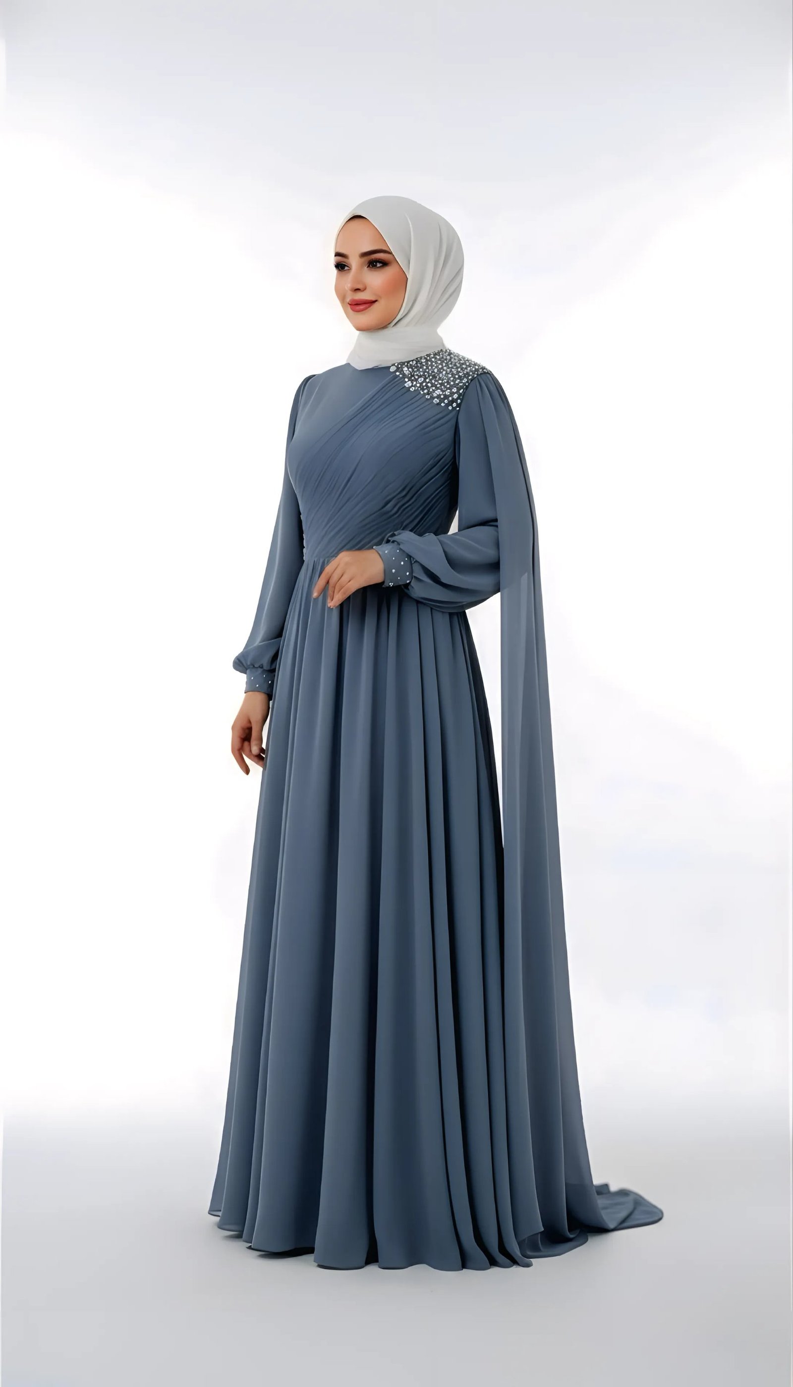 Slate Gray Regal Gown Dress