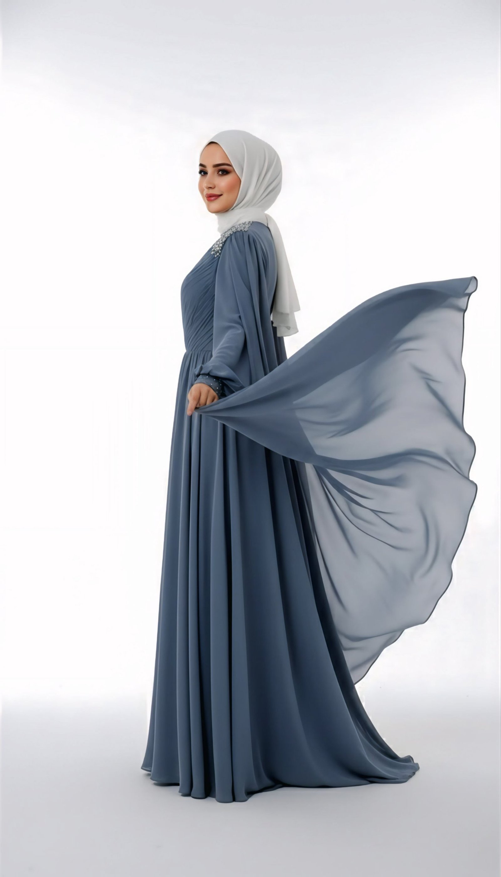 Slate Gray Regal Gown Dress - 3