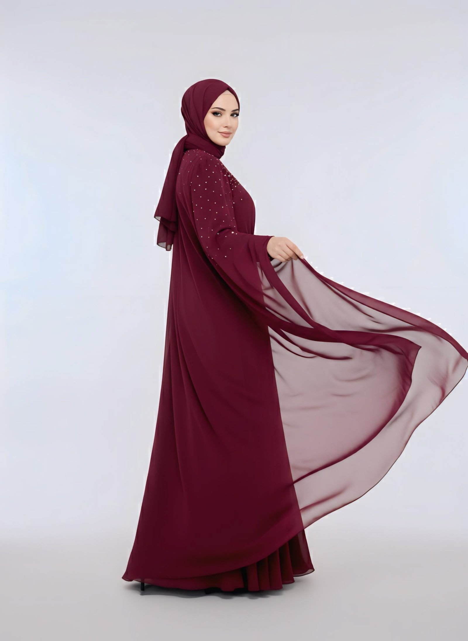Burgundy Kaftan Nesma Dress