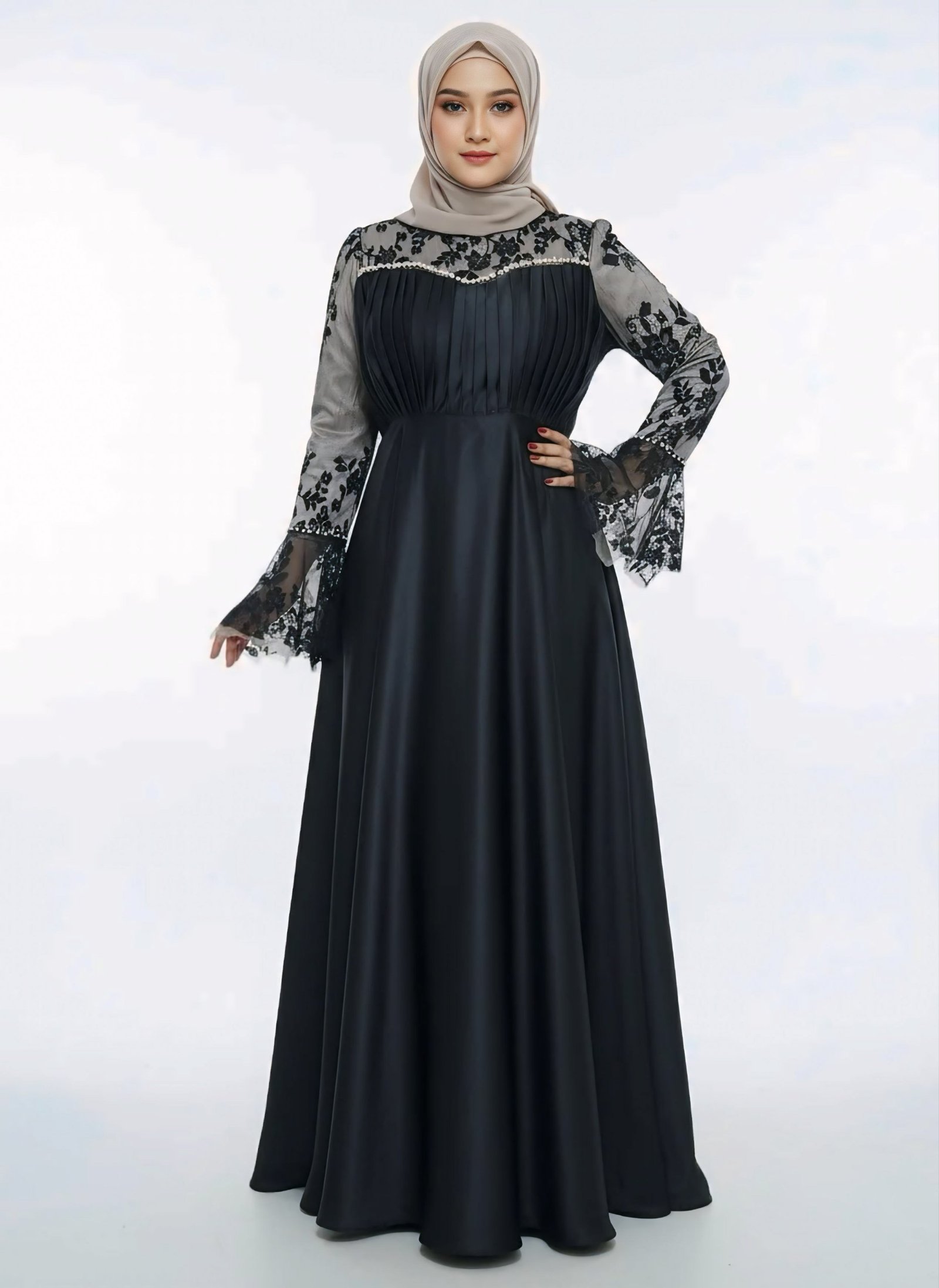 Sophisticated Modest Formal Dress - Black Evening Abaya - 3