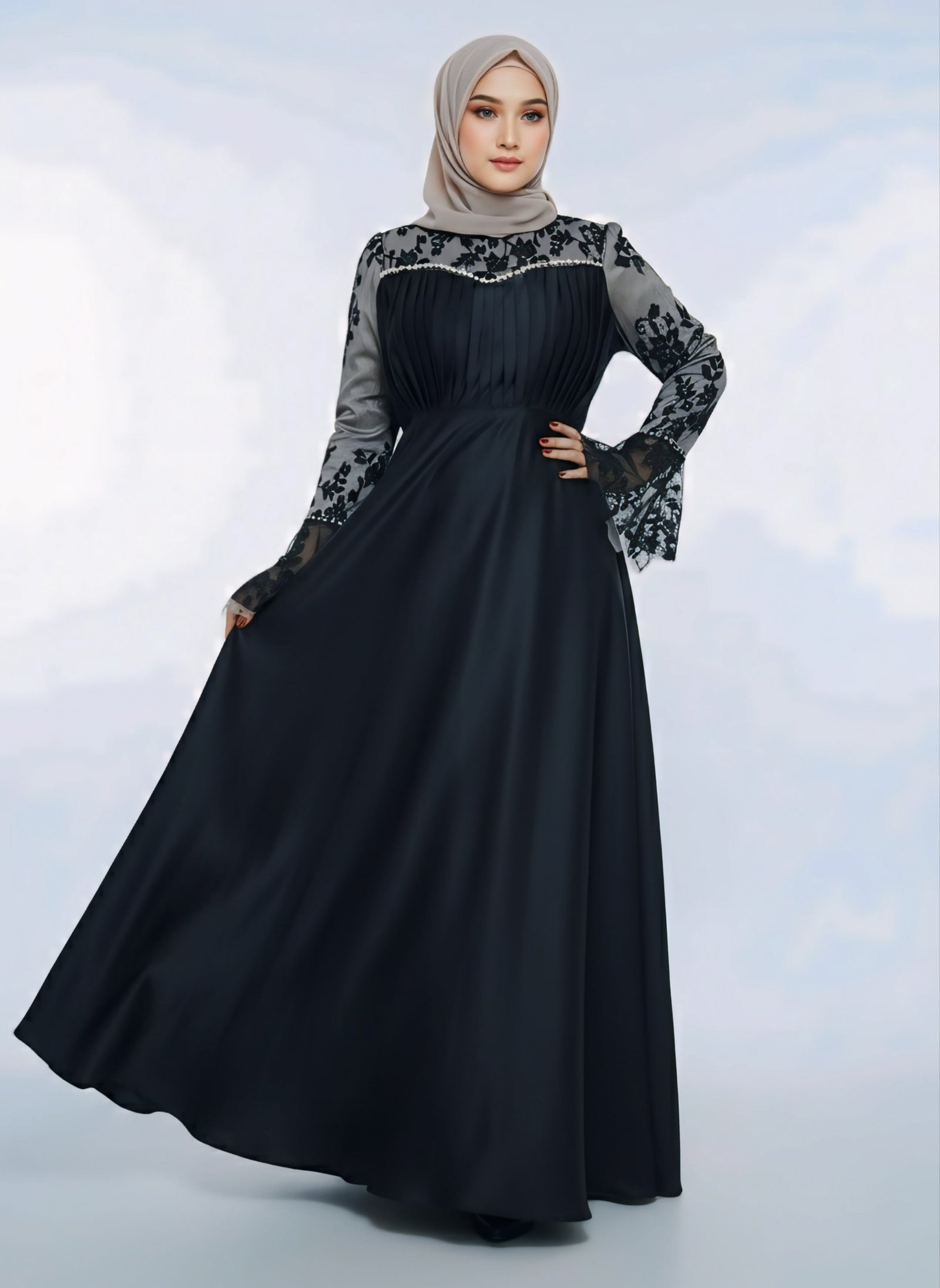 Sophisticated Modest Formal Dress - Black Evening Abaya - 2