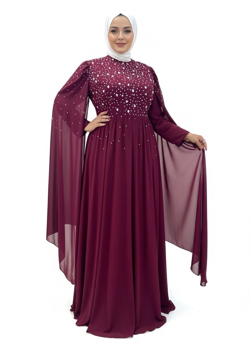 Burgundy Chiffon Dress